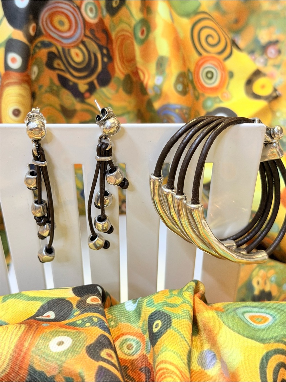 UNO de 50 Rare DUOLeather bracelet &earrings(4)tubes& layered, Spain